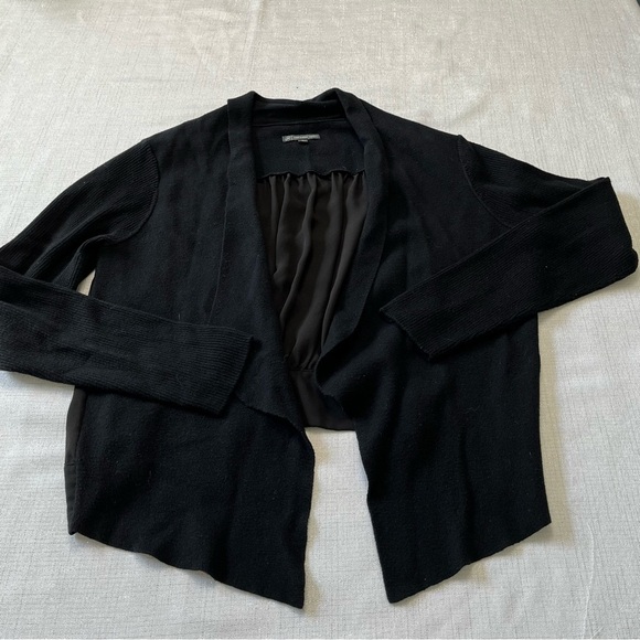 Adrianna Papel Black Open Front Crop Semi Sheer Back Cardigan Size L - Picture 6 of 7